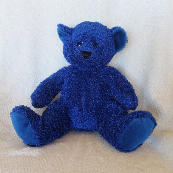 Blue teddy bear stuffed animal collectible plush toy texture - Picture 3 of 9
